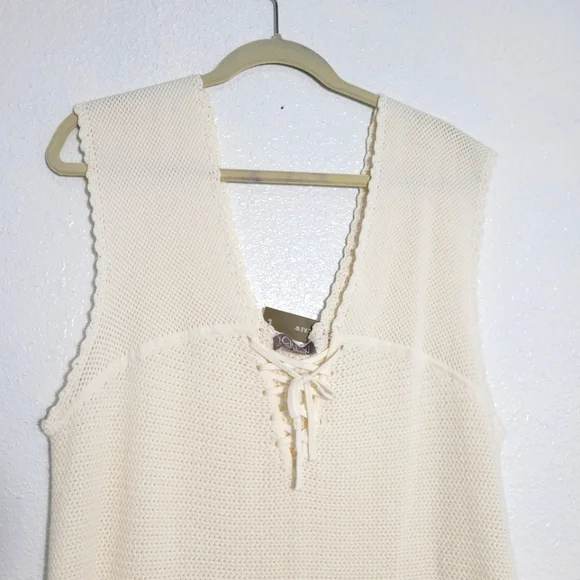J.Crew Pointelle Lace-Up Sweater Dress CA650 NWT,XL